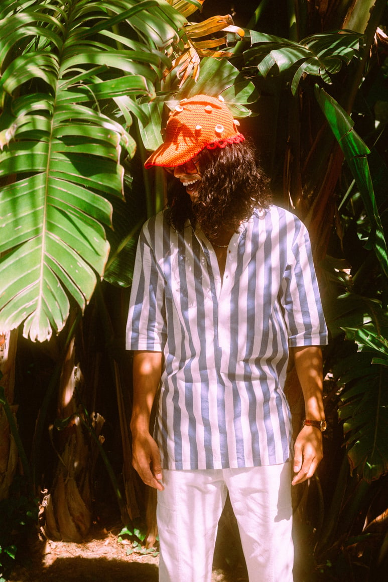 Man in Summer Dress Shirt Outdoors