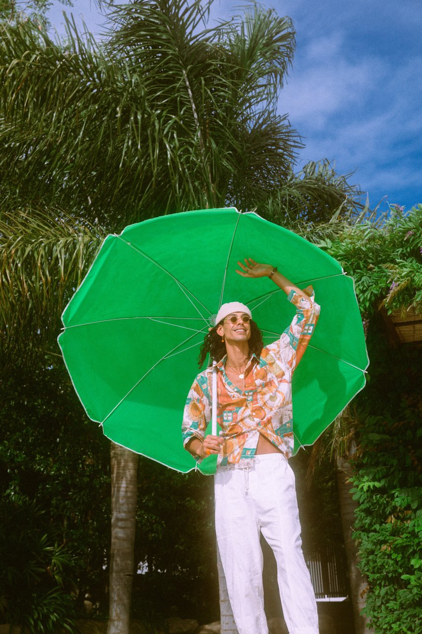 Man in Summer Dress Shirt Outdoors